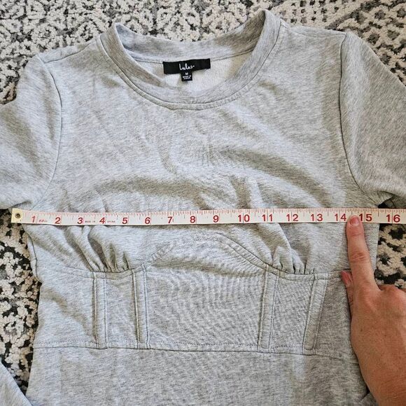 Lulus Grey Sweatshirt Bustier Dress Size Medium - Picture 5 of 6
